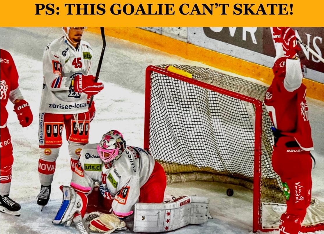 Goalie Dottie Dexter, Hockey Teammates, Hockey net, ice rink, Hockey puck